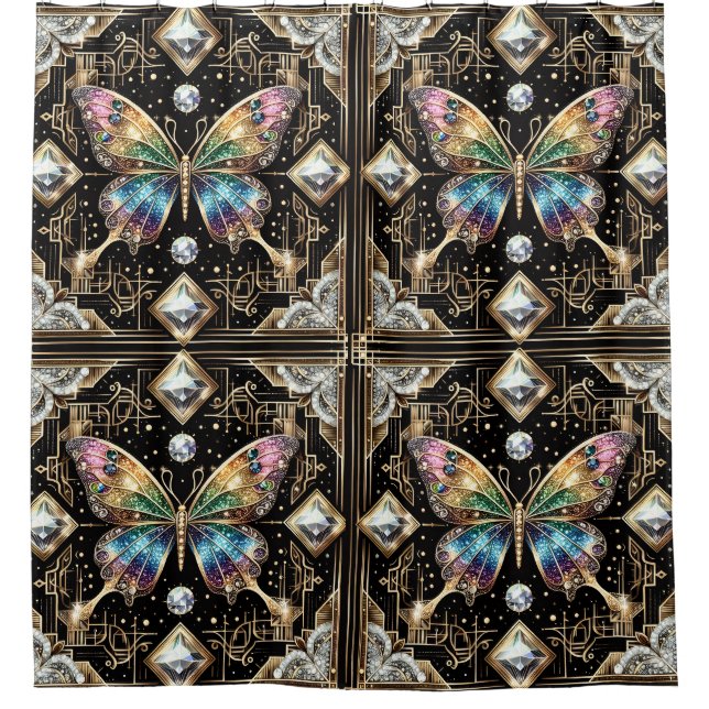 Cortina Para Box Arte Deco Moderno Borboleta Arco-Íris (Frente)