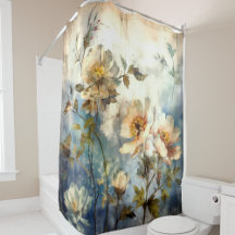 Arte Floral Sonhador Índigo Soprado pelo Vento