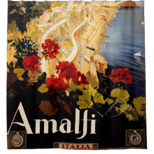 Cortina Para Box Arte Gráfico de Poster de Viagem Vintage Amalfi It