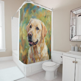 Cortina Para Box Arte Impressionista do Labrador Retriever Amarelo