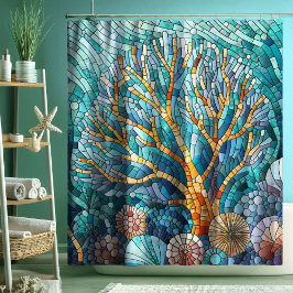 Cortina Para Box Arte mosaica Coral Reef