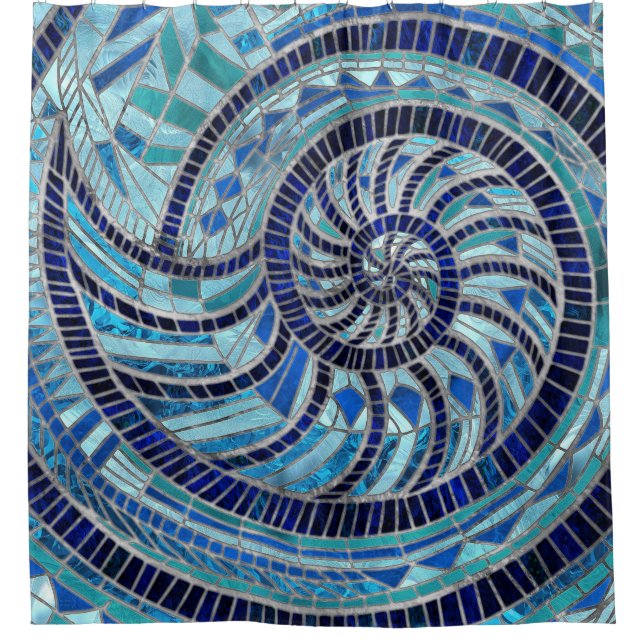 Cortina Para Box Arte mosaica Nautilus Shell (Frente)
