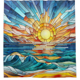 Cortina Para Box Arte mosaica Oceânica Sunset