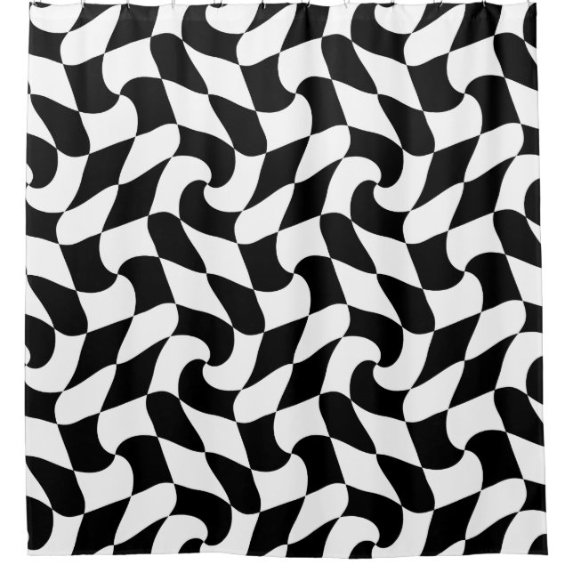 Cortina Para Box arte óptica a preto e branco (Frente)