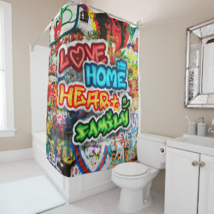 Cortina Para Box Arte Urbana Colorida Funky Graffiti Amor Casa Cora
