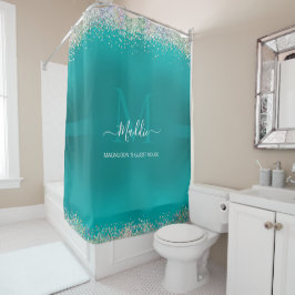 Cortina Para Box Ártico Aqua gliteira glam metal metálico monograma