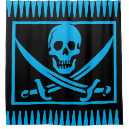 Cortina Para Box Artsy Blue Pirate Skull