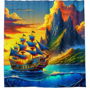 Cortina Para Box Artsy Ship Scene