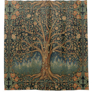 Cortina Para Box Árvore da Vida de William Morris Vintage Pré-Rafae