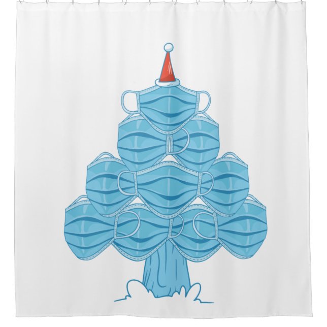 Cortina Para Box árvore de máscara feia de natal (Frente)