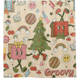 Cortina Para Box árvore de natal da vintage groovy disco