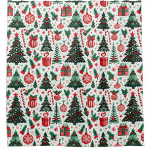 Cortina Para Box Árvore de Natal, presentes, cana doce