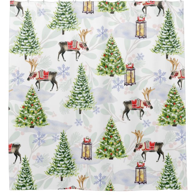 Cortina Para Box Árvores de Natal e Restaurantes Festivos (Frente)