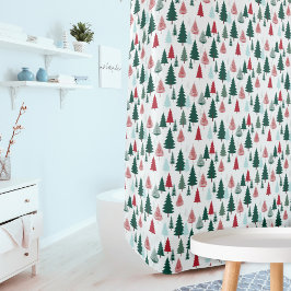 Cortina Para Box Árvores de Natal Floresta de Pinheiros Nórdicos Pa