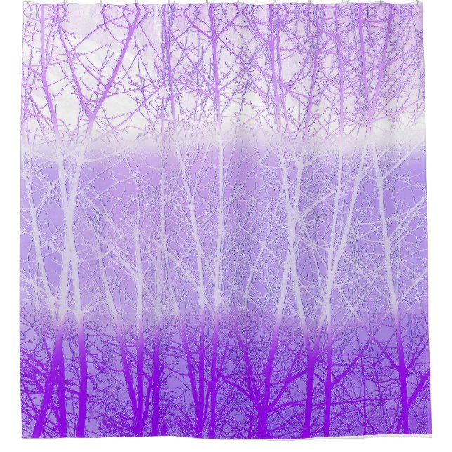 Cortina Para Box Árvores Nebulosas Congeladas em Lilás Lavanda (Frente)