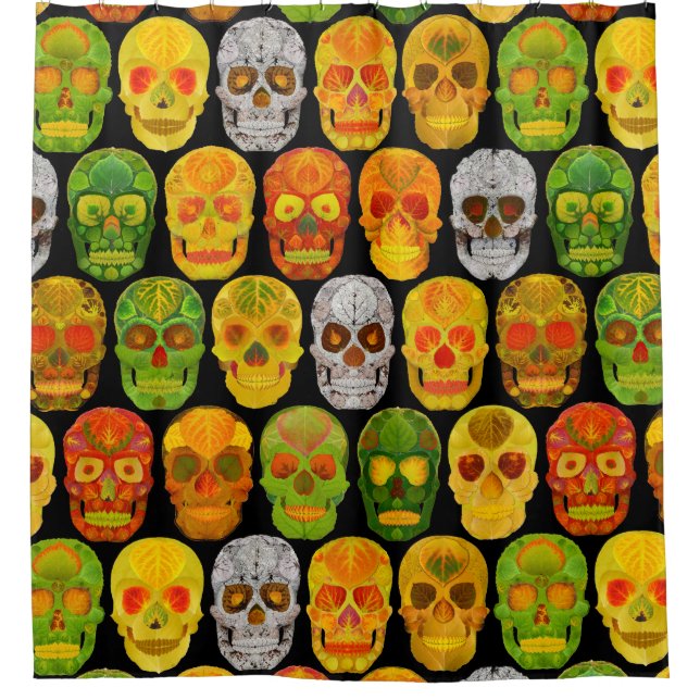 Cortina Para Box Aspen Leaf Skulls padrão sem falhas 2018 (Frente)
