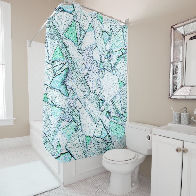 Cortina Para Box Áspero como rocha, num  de ciano e menta (In Situ)