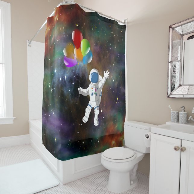 Cortina Para Box Astronauta com Balões (In Situ)