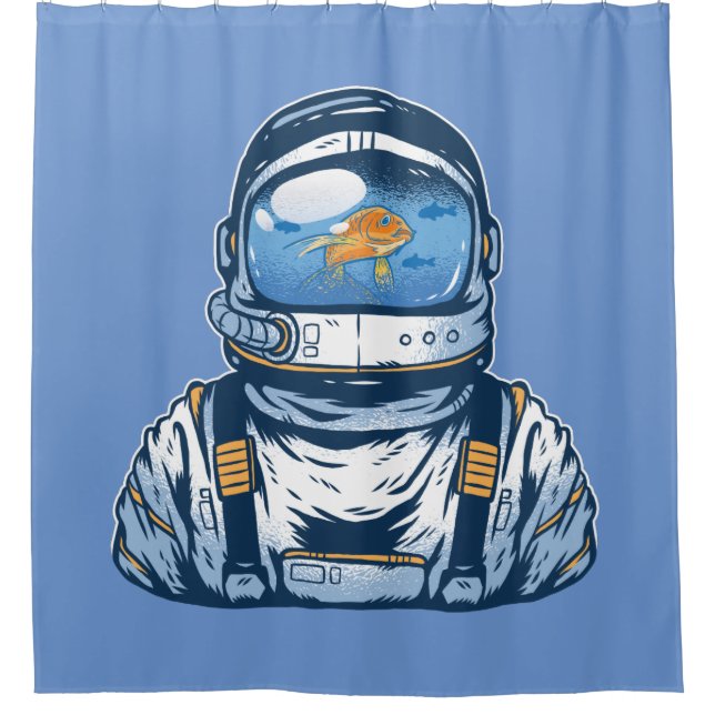 Cortina Para Box Astronauta Peixe Dourado (Frente)