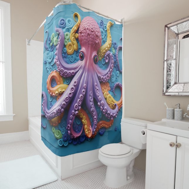 Cortina Para Box Atum Tropical OCTOPUS, praia oceânica (In Situ)