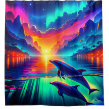 "Aurora Dolphin Sunset - Arte do Oceano Vibrante"