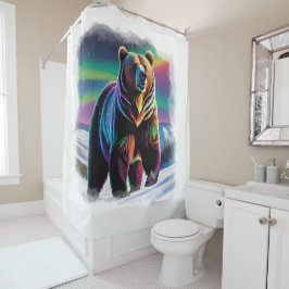Cortina Para Box Aurora & Grizzly Bear Wildlife Design