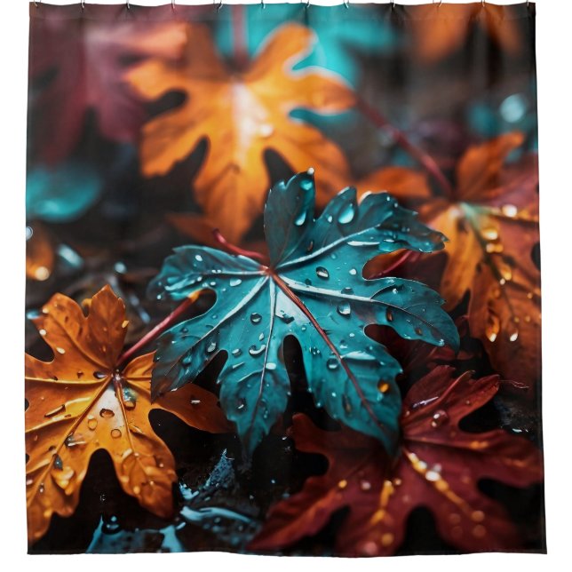 Cortina Para Box "Autumn Leaves Symphony:Raindrops on Fall Foliage" (Frente)