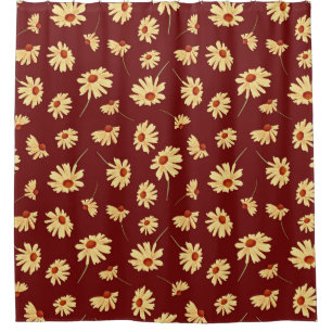 Cortina Para Box Autumn Sunflower: Maroon Seamless Design