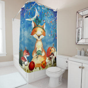 Cortina Para Box Autumn Woodland Friends Fox Forest Illustration