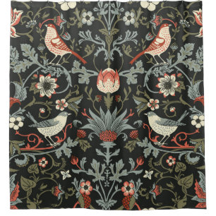Cortina Para Box Aves Florais Vintage Escuras Encantadas