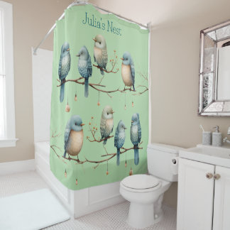 Cortina Para Box Aves Whimsical em Ramificações de Elegância Eterno