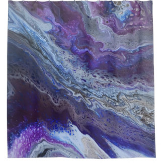 Cortina Para Box Azul abstrato moderno, roxo, cinza, branco