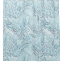 Cortina Para Box Azul Aqua Silver Marble