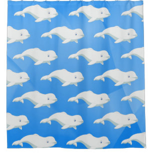 Cortina Para Box Azul Baleia Beluga Personalizado, Oceano Ártico B