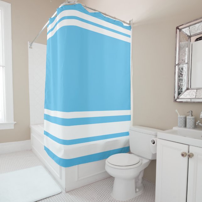 Cortina Para Box Azul Céu : Linhas Modernas em Branco (In Situ)