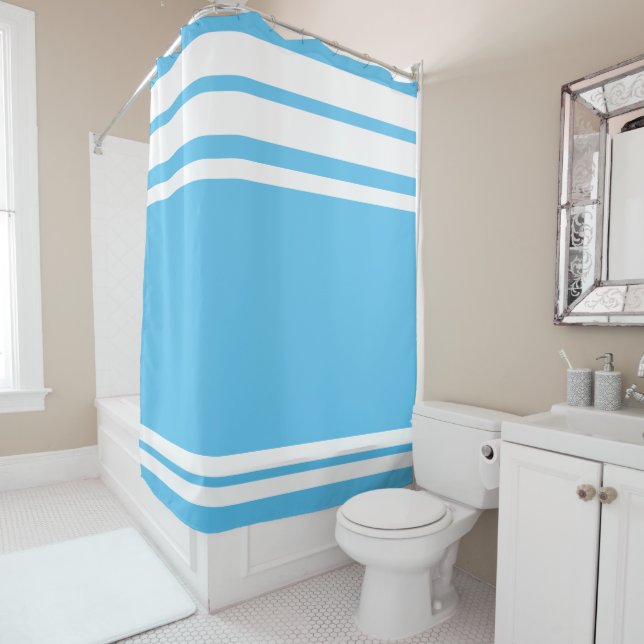 Cortina Para Box Azul Céu: Linhas Modernas em Branco (In Situ)