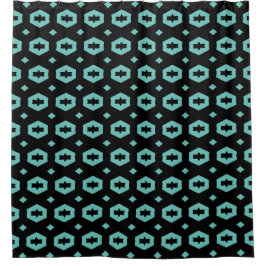 Cortina Para Box Azul Claro e Preto: Geometriana 1