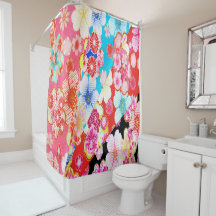 Azul Cor-de-rosa, Vermelho Japonês Kimono Floral