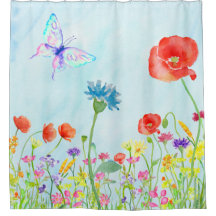 azul da aguarela da borboleta do prado da papoila