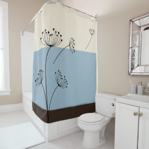 Cortina Para Box Azul da ardósia, marfim e Wildflower de Brown