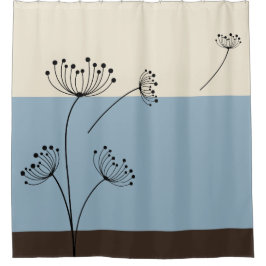 Cortina Para Box Azul da ardósia, marfim e Wildflower de Brown