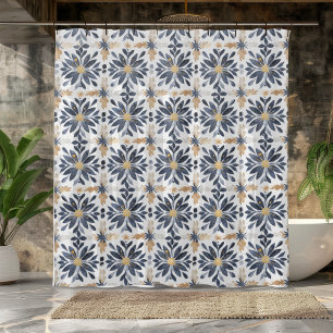 Cortina Para Box Azul e Dourado