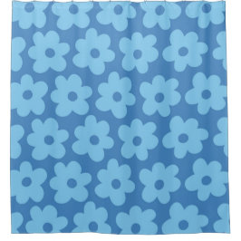 Cortina Para Box Azul Floral Caprichoso Retro, Alegre, Esportivo