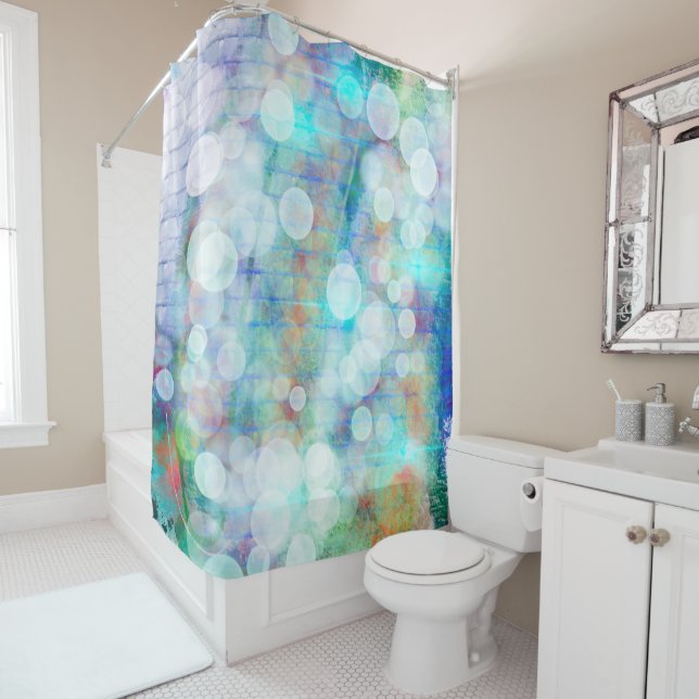 Cortina Para Box Azul, Laranja, Amarelo, Abstrato branco, vidro de  (In Situ)