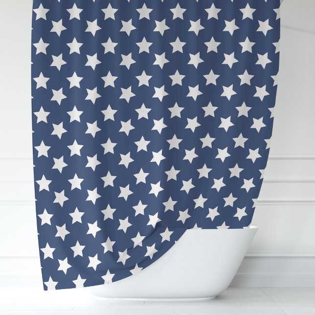 Cortina Para Box Azul Marinho e Estrelas Brancas (Criador carregado)