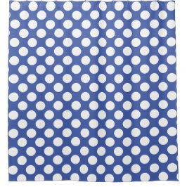 Cortina Para Box Azul Médio: Padrão de Bolinhas Brancas Grandes