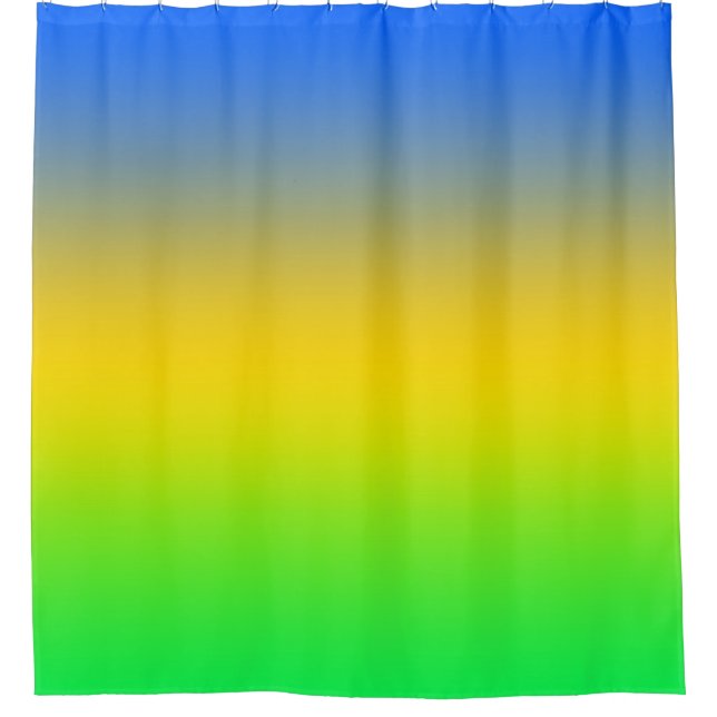 Cortina Para Box Azul neon, amarelo, gradiente verde, ombre. (Frente)