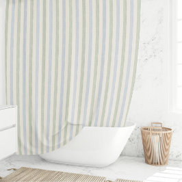 Cortina Para Box Azul Pastel Verde Sage Listra Boho Casa de Campo