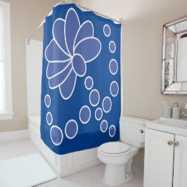 Cortina Para Box Azul Profundo e Flor Moderno Médio