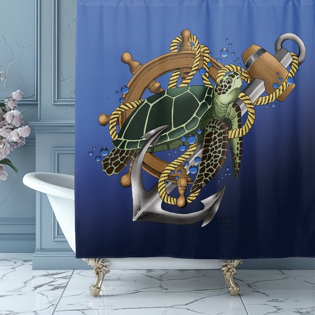 Cortina Para Box Azul Verde-Tartaruga do Mar (Criador carregado)